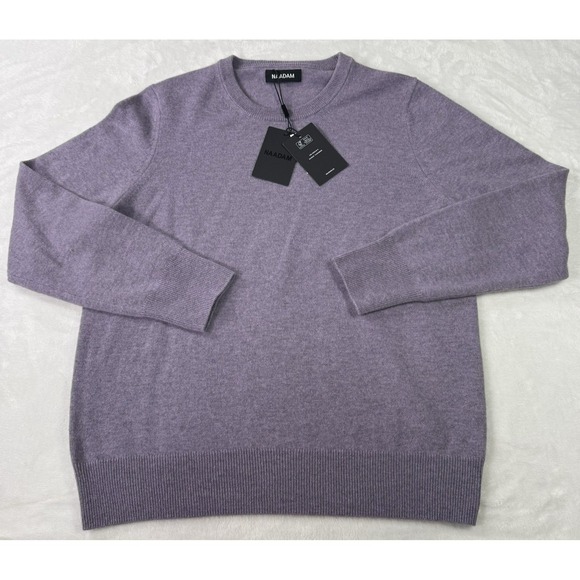 NAADAM 100% Cashmere Sweater Womens Medium Heathered Purple Soft Crewneck NWT - Picture 2 of 7
